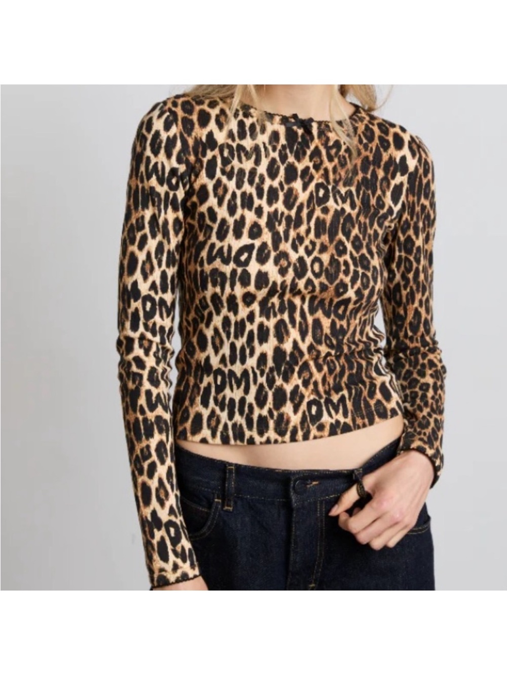 Damson Madder Lua Pointelle Long Sleeve Top - Leopard